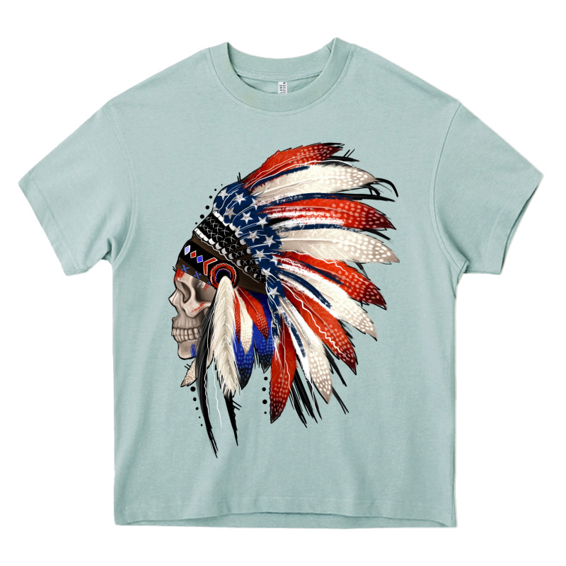 4th Of July Indian Headdress Gypsy Spirit Skull Heavy Core Tee by Jasminsmagicworld | Teevron