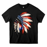Black 4th of July Indian Headdress Gypsy Spirit Skull Heavy Core Tee - Jasminsmagicworld