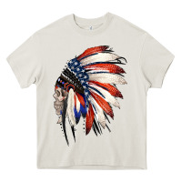 Cream 4th of July Indian Headdress Gypsy Spirit Skull Heavy Core Tee - Jasminsmagicworld