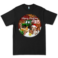 Black Merry Christmas Farm Animals Premium Tee - FaDigitalArtStudio