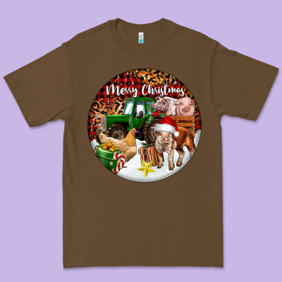 Merry Christmas Farm Animals Premium Tee Designed By Fadigitalartstudio