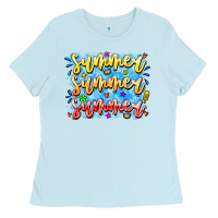 Baby Blue Summer Summer Summer Ladies Tee - CowhideDigitalArt