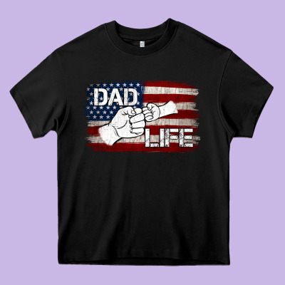 Dad Life With American Flag Heavy Core Tee Designed By Jasminsmagicworld