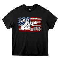 Black Dad Life with American Flag Heavy Core Tee - Jasminsmagicworld