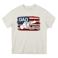 Cream Dad Life with American Flag Heavy Core Tee - Jasminsmagicworld