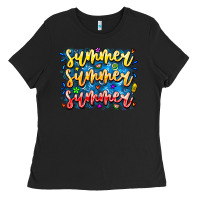 Black Summer Summer Summer Ladies Tee - CowhideDigitalArt