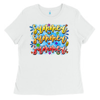 White Summer Summer Summer Ladies Tee - CowhideDigitalArt