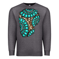 Charcoal Heather gemstone cowhide patches Premium Sweatshirt - RanaPortraitStore