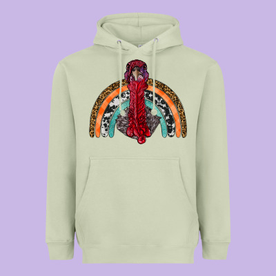Thanksgiving Turkey Rainbow Heavyweight Hoodie Designed By Ranaportraitstore