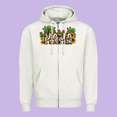 Cactus Cowhide Sunflower Mama And Mini Set Zipper Hoodie Designed By Jasminsmagicworld