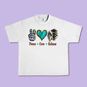 Peace Love Indians Urban Heavy Tee Designed By Jasminsmagicworld