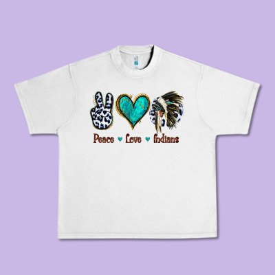 Peace Love Indians Urban Heavy Tee Designed By Jasminsmagicworld