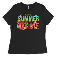Black summer time Ladies Tee - CowhideDigitalArt