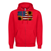 Red Distressed Yellow Sunflower American Flag Zipper Hoodie - Jasminsmagicworld