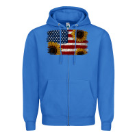 True Royal Distressed Yellow Sunflower American Flag Zipper Hoodie - Jasminsmagicworld
