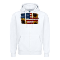 White Distressed Yellow Sunflower American Flag Zipper Hoodie - Jasminsmagicworld
