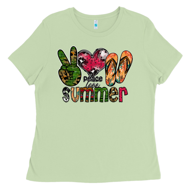 Peace Love Summer Ladies Tee by CowhideDigitalArt | Teevron