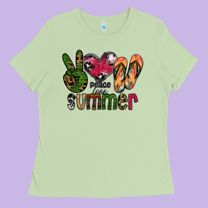 Peace Love Summer Ladies Tee Designed By Cowhidedigitalart