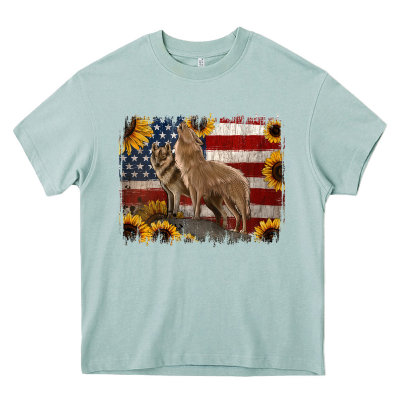 American Wolves With Sunflower Background Png Heavy Core Tee by Jasminsmagicworld | Teevron