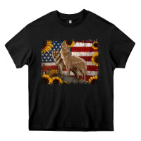 Black American Wolves with Sunflower Background Png Heavy Core Tee - Jasminsmagicworld