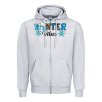 Heather Grey winter vibes Zipper Hoodie - RanaPortraitStore