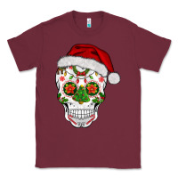 Burgundy sugar skull  christmas Classic Tee - BarkalooDesign