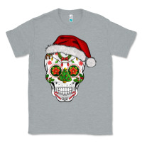 Heather Grey sugar skull  christmas Classic Tee - BarkalooDesign