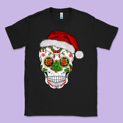 Sugar Skull  Christmas Classic Tee Designed By Barkaloodesign