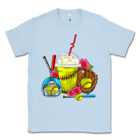 Dusty Blue Softball Frappe Coffee Classic Tee - FaDigitalArtStudio
