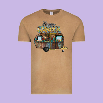 Happy Camper Vintage Tee Designed By Cowhidedigitalart