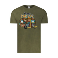 Vintage Olive Happy Camper Vintage Tee - CowhideDigitalArt