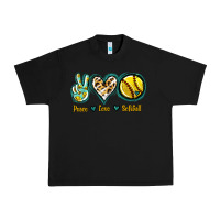 Black Peace Love Softball Urban Heavy Tee - Jasminsmagicworld