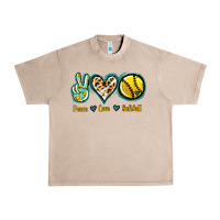 French Oak Peace Love Softball Urban Heavy Tee - Jasminsmagicworld