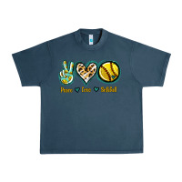 Midnight Navy Peace Love Softball Urban Heavy Tee - Jasminsmagicworld