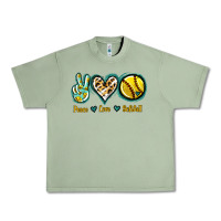 Oil Green Peace Love Softball Urban Heavy Tee - Jasminsmagicworld
