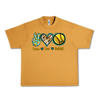 Peanut Butter Peace Love Softball Urban Heavy Tee - Jasminsmagicworld