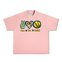 Salmon Peace Love Softball Urban Heavy Tee - Jasminsmagicworld
