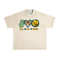 Sandshell Peace Love Softball Urban Heavy Tee - Jasminsmagicworld