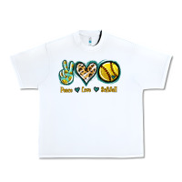 White Peace Love Softball Urban Heavy Tee - Jasminsmagicworld