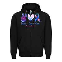 Black Peace Love Cure Thyroid Cancer Zipper Hoodie - Jasminsmagicworld