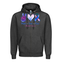 Charcoal Heather Peace Love Cure Thyroid Cancer Zipper Hoodie - Jasminsmagicworld
