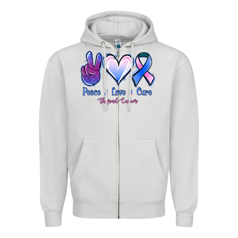 Peace Love Cure Thyroid Cancer Zipper Hoodie by Jasminsmagicworld | Teevron
