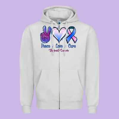 Peace Love Cure Thyroid Cancer Zipper Hoodie Designed By Jasminsmagicworld