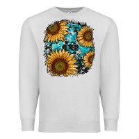 Dove Grey sunflower cowhide and turquoise patches Premium Sweatshirt - RanaPortraitStore