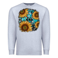 Heather Grey sunflower cowhide and turquoise patches Premium Sweatshirt - RanaPortraitStore