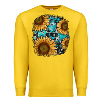 Lemon sunflower cowhide and turquoise patches Premium Sweatshirt - RanaPortraitStore