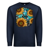 Navy sunflower cowhide and turquoise patches Premium Sweatshirt - RanaPortraitStore