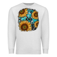 Oatmeal Heather sunflower cowhide and turquoise patches Premium Sweatshirt - RanaPortraitStore