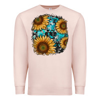 Pale Pink sunflower cowhide and turquoise patches Premium Sweatshirt - RanaPortraitStore