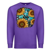 Purple sunflower cowhide and turquoise patches Premium Sweatshirt - RanaPortraitStore